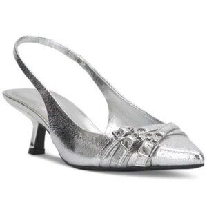 INC Womens Capeka Slingback Pumps Silver Triple Strap MSRP $99